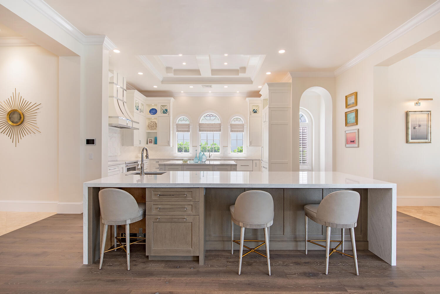 Renovated kitchen with walnut island